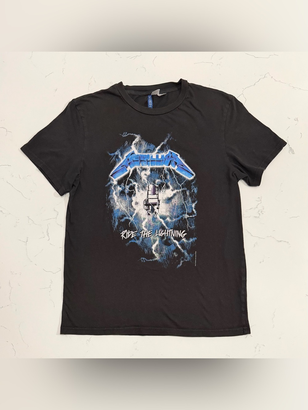 Metallica Ride the Lightning Band T-Shirt Small Black 2017 European Tour 1984